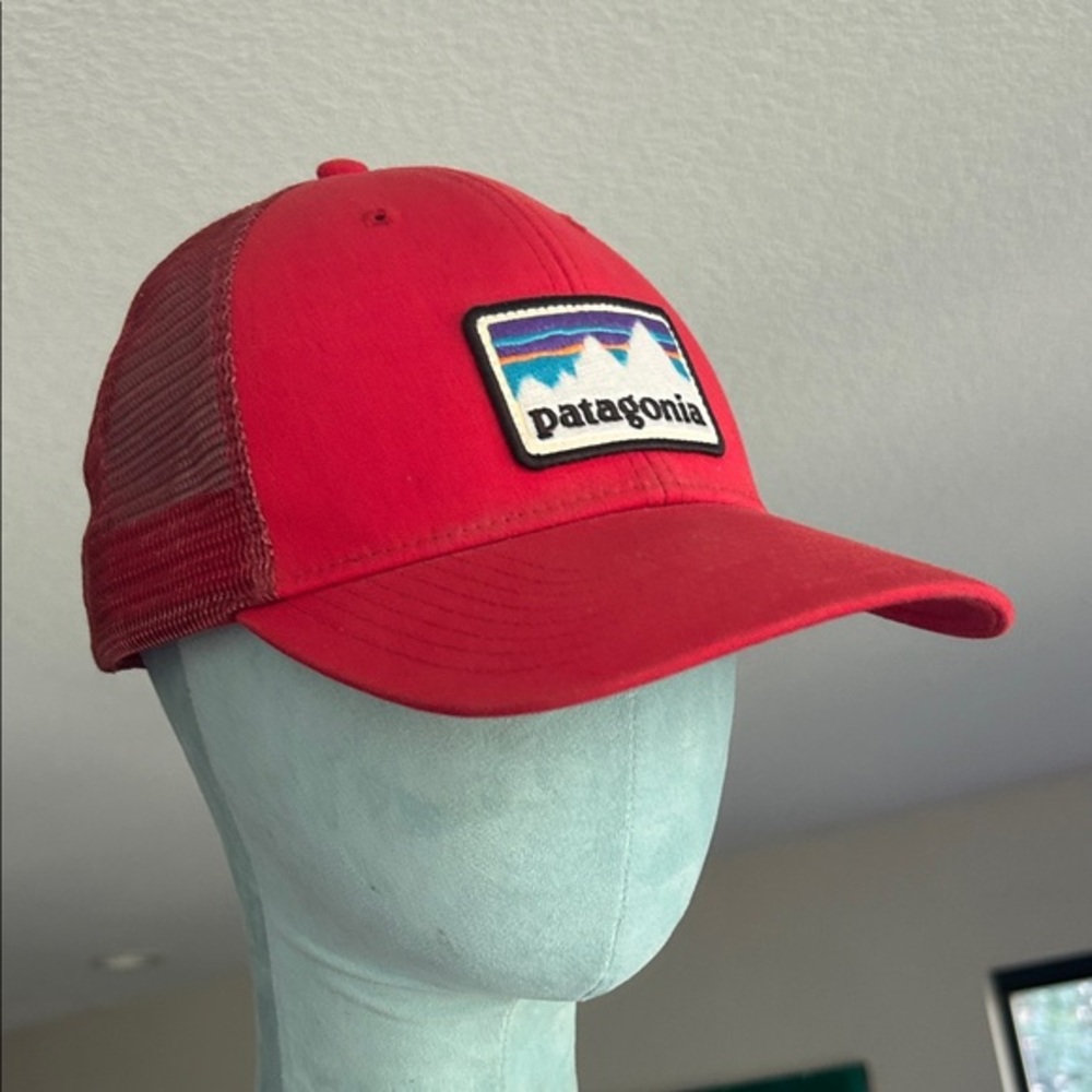 Patagonia Red Mesh-Back Baseball Cap with Mountain Patch